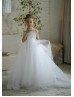 White Lace Tulle Chic Flower Girl Dress White Lace Tulle Chic Flower Girl Dress
